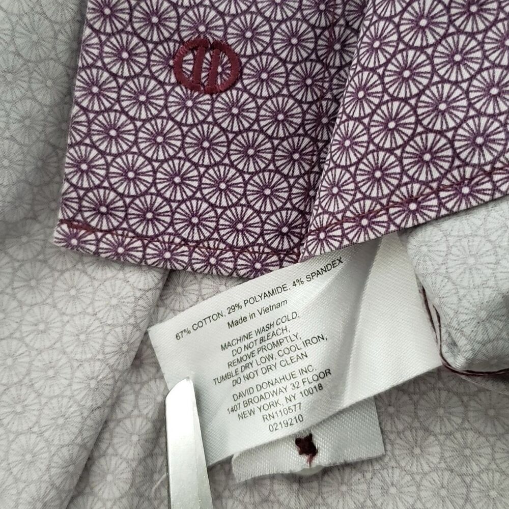 David Donahue Mens FusionPerformance Shirt 18 XL XXL PurpleGeometric Print LS - Picture 6 of 9